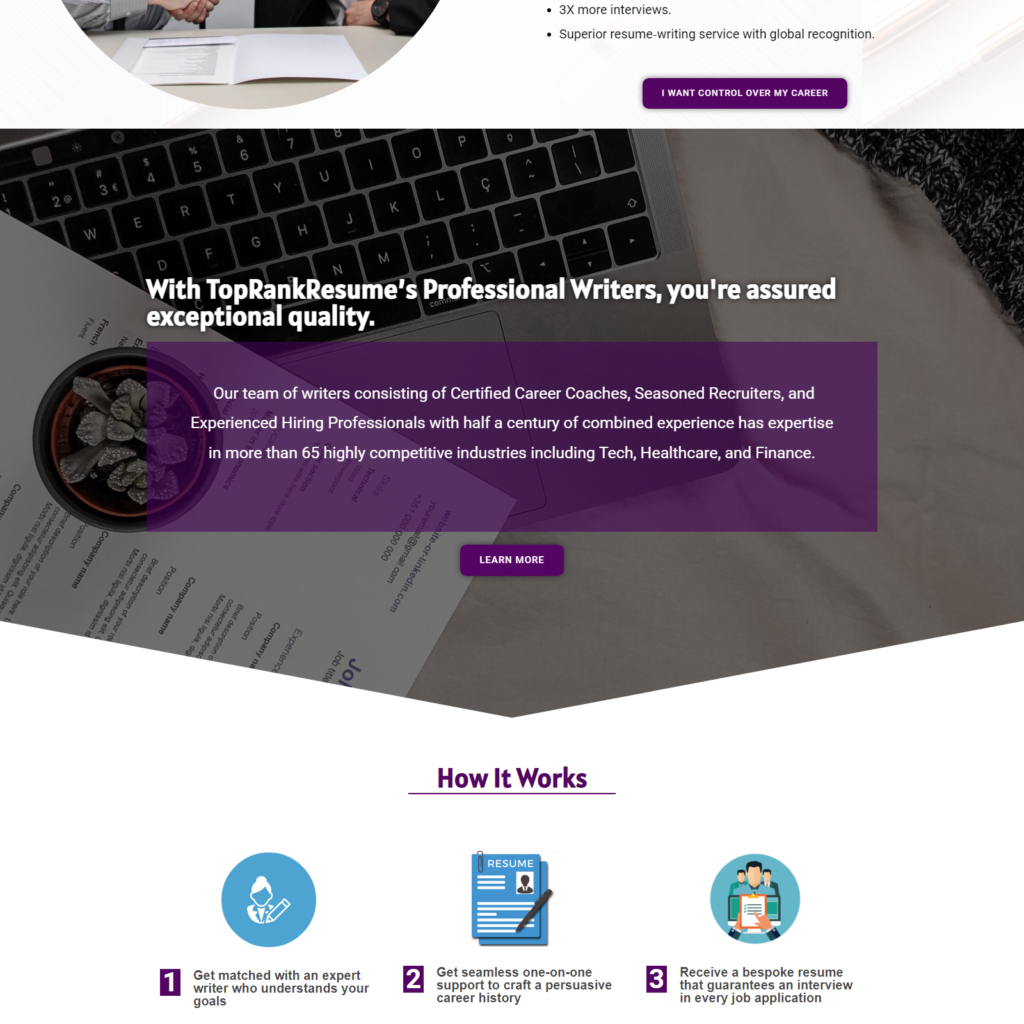 Top Rank Resume site design